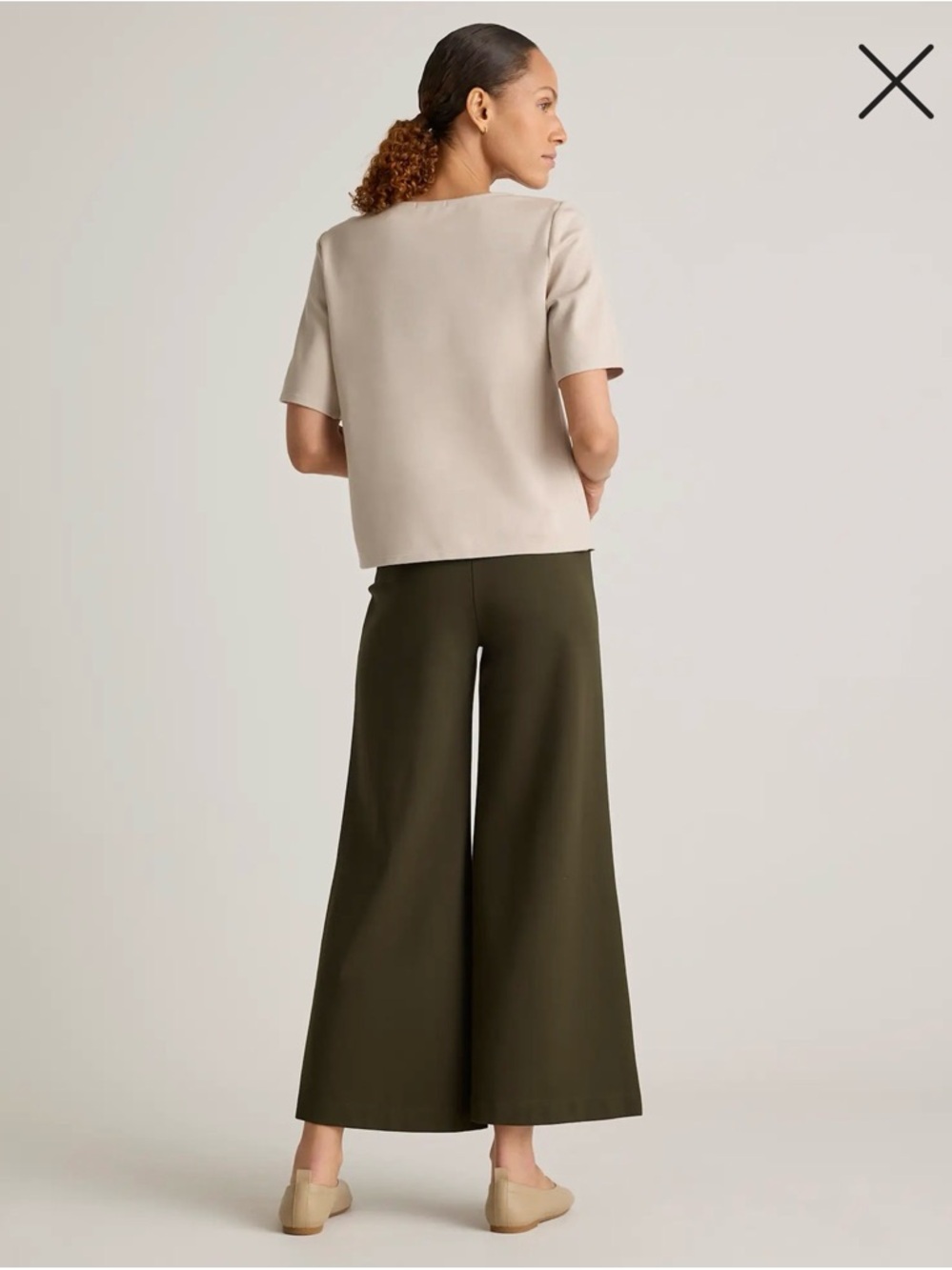 Quince Ultra-Stretch Ponte Short Sleeve Top Ecru L - Picture 3 of 11